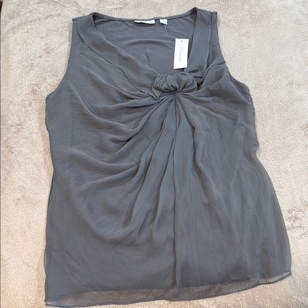 NWT New York & Company Gray Sleeveless Tie Front Blouse